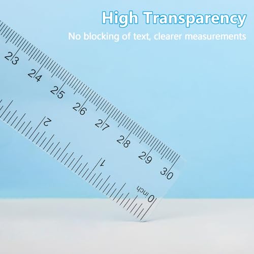 MOXYOY Kunststoff Lineal Set, 30 cm 20 cm 15 cm transparentes Lineal Set, transparentes gerades Messlineal, Werkzeug für Schüler, Klassenzimmer, Schule, Büro, Zuhause, 3 Stück