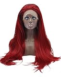 Kalyss Women's Long Straight Top Quality Red Synthetic Lace Front Wigs