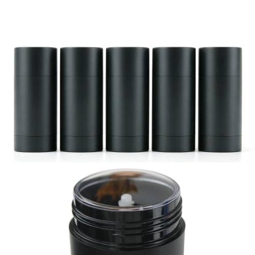 Envases de desodorante vacíos de 50ml de plástico negro mate reutilizables con sistema de rosca