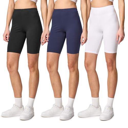 Merry Style Kurze Leggings Damen Shorts aus Baumwolle Komfortable Kurze Hose Radlerhose Ideal für den Alltag und Sportaktivitäten MS10-200 (Schwarz/Navy/Weiß, S)