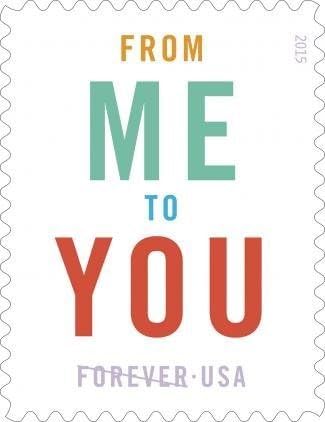 Sheet of 20 "from Me to You Forever Stamps + 24 Colorful self-Adhesive Personal Message Stickers & Decals 2015