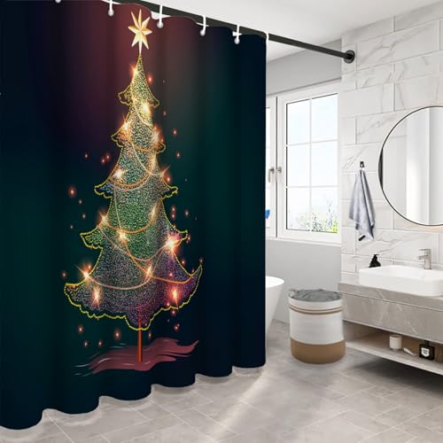 Rideau de douche 180x200cm lavable en polyester imperméable de Noël - 5