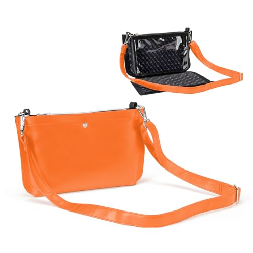 Caitie G Stadium Bag - Smooth Orange Full Set- Transforms to Clear with Removable Outer Wrap, Stadium Compliant Clear Purse Bag for Concerts Sports Events Festivals