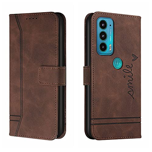 LUSHENG Carteira Capa para Motorola Edge 20, com Suporte Slots para Cartão À prova de choque Couro P