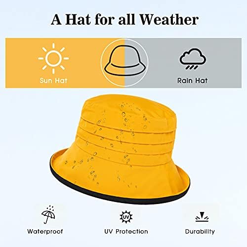 Amazon Brand - Hikaro Womens Waterproof Bucket Hat for Walking Golf Safari, UPF50 Sun Hat, Ladies Rain Hat, Adjustable Packable Windproof