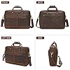 TIDING Leather Briefcase for Men 17 Inch Laptop Bag Large Business Satchel Vintage Full Grain Leather Mens Handbag Shoulder Bags Gifts for Men's Work, Office, Travel #1
