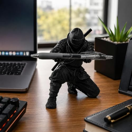 Image of Resin Pen Stand - Medieval‑Themed Black Finish Desk Organizer, Compact 9 cm Pen Holder for Office, Home & Study, Cool Gadget for Desk Organization, Stylish Resin Pen Holder - 1 Count