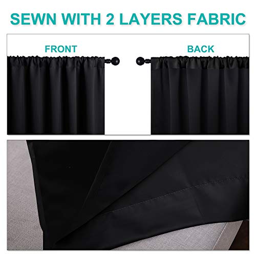 Nicetown Complete 100% Blackout Curtains, Thermal Insulated & Energy Efficiency Window Draperies With Black Liner, Noise Reducing Drapes For Kids (Black, 52 Inches W By 63 Inches L, Double Panels) #TOP4