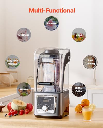 Image of VEVOR Professional Blender for Smoothies, 118 oz 1400W, with Powerful Motor, Multi-Functional Food Processing Blender with Noise Cover for Smoothie /Milkshake /Juice, Fits for Kitchen