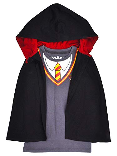 HARRY POTTER Girl's T-Shirt & Hooded Cloak Gryffindor Hermione Costume Ages 4-8, Grey, Large (10/12)