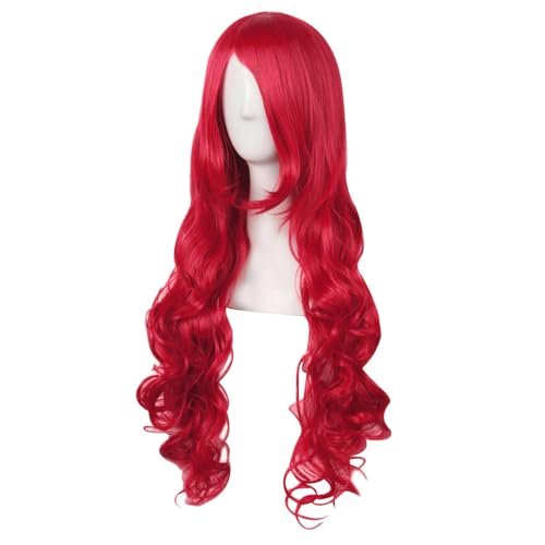 Image of MapofBeauty 32 Inch /80 cm Long Hair Spiral Side Bangs Curly Cosplay Costume Synthetic Wig (Bright Red)