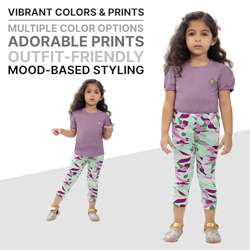 comfycute Pure Cotton Capri for Girls Kids | Stretchable Non-Transparent Soft & Comfortable, Breathable Skin-Friendly, Regular Fit, Bottom Wear for Daily Use - Image 3 thumbnail