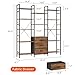 AFLUI Triple Bookshelf with 3 Fabric Drawers, 5-Tier Book Shelf and 10 Display Shelves, Industrial Large Bookcase for Home & Office, Rustic Brown, 47'' Wide