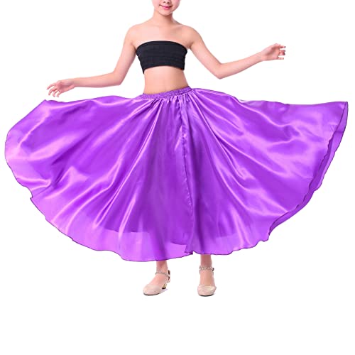 ranrann Falda de Danza Flamenco para Niña Cintura Elástica Falda Larga de Sevillanas Tango Rumba Disfraz de Bailarina Dancewear Morado B 5-6 años Cover