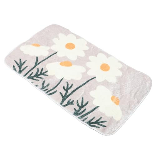 QUMIIRITY 吸水脚? 滑り止め付き厚手花柄バスマット 浴室用吸水性フロアマット 洗濯可能で多用途な装飾用フローラルラグ