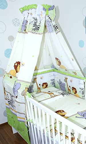 Primawela Babybett Himmel Vollstoff - Safari Grün - für Baby Bett Vollstoffhimmel Baumwolle