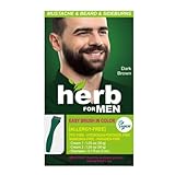Herb For Men Mustache & Beard Dye (Dark Brown, 1 Pack), PPD-Free Ammonia-Free, Vegan with Natural Ingredients, Odorless, Gentle for Sensitive Skin, No Skin Irritation