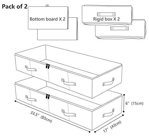 iwill CREATE PRO Pack of 2, Spacious Visible PVC Lid Underbed Storage Bins for Shoes, Blankets, Sheets organized, Foldable & Washable, Beige