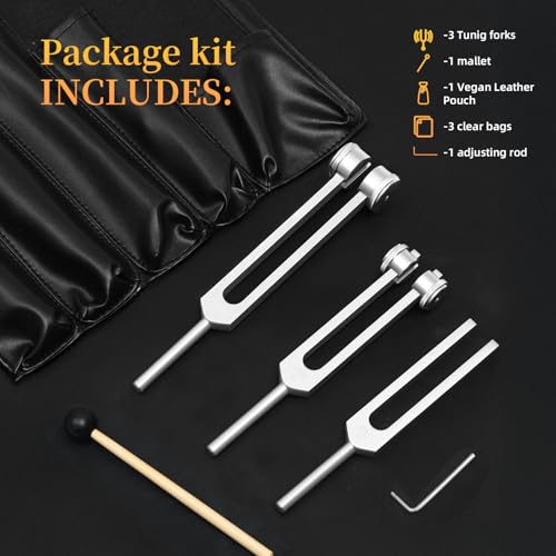Tuning Forks for Healing Instrument (128Hz, 256Hz, 512Hz) - Tuning Fork Set with Reflex Hammer, Sound Healing Instruments for Essential Yoga/Chakra/Sound Therapy/Meditation Beginner - Image 4