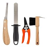 Surfante Farrier Hoof Tool Kit(4 Piece),Horse Hoof Pick Hoof Hook Metal Shears Hoof Knife Sharpener