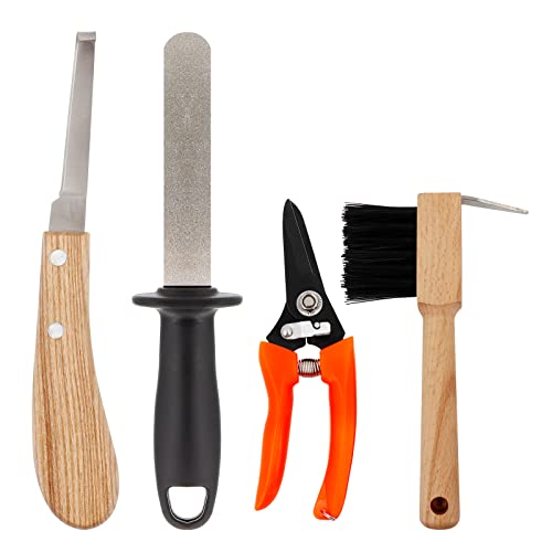 Surfante Farrier Hoof Tool Kit(4 Piece),Horse Hoof Pick Hoof Hook Metal Shears Hoof Knife Sharpener Suitable For Horse,Sheep,Alpaca,Pig #TOP5