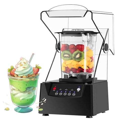 DUXMM Batidora autolimpiante de 2 litros con Tapa insonorizada, máquina de Cocina de Pared Rota, 2200W, 5 preajustes, Tapa insonorizada de 8mm de Espesor