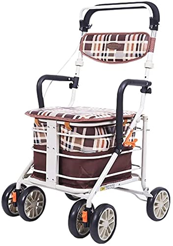 CVNIMV Andador con Ruedas Andador con Ruedas Andador con Ruedas de 4 Ruedas, Andador Plegable para Personas Mayores, Asiento de Altura Ajustable, Andador de Aluminio Yearn for I