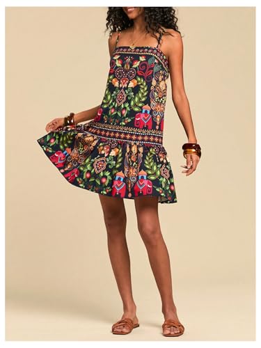Image of Floerns Women's Sleeveless Cami Dress Floral Flounce Hem Summer Short Dresses