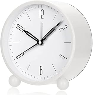 YouJaBz Alarm Clock, Super Silent Non Ticking Small Clock with Night Light, Battery Operated, Simply Design, for Bedroom, Bedside, Desk
