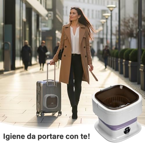 Ruycllo Mini Lavatrice Pieghevole Portatile 10L Con Cestello Centrifuga Rimovibile - 3 Modalità Touch, Salvaspazio Senza Collegamento Acqua，Lavatrice Da Viaggio Per Campeggio, Appartamenti, Dormitori - 7