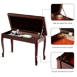 GOPLUS Banc de Piano Double en Bois Massif Robuste avec Siège Rembourré en Cuir PU, Tabouret Piano 2 Places avec Compartiment de Rangement, Charge Max 180KG (Marron, Pied Incurvé,Bande) - Les Beatles, Paul McCartney, John Lennon, RIngo Starr, George Harrison GOPLUS Banc de Piano Double en Bois Massif Robuste avec Siège Rembourré en Cuir PU, Tabouret Piano 2 Places avec Compartiment de Rangement, Charge Max 180KG (Marron, Pied Incurvé,Bande) – Image 5