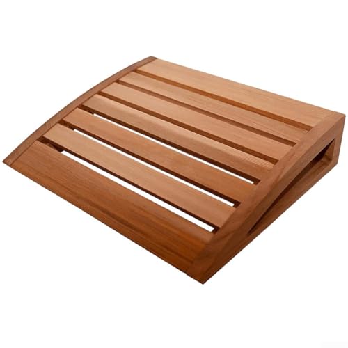 Glewi Appui-tête de sauna, oreiller de sauna en bois, repose-tête ergonomique, soutien du cou, design incurvé moderne, grain de bois naturel (B)