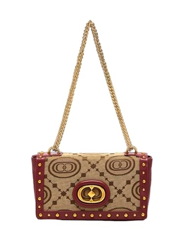 Sac à bandoulière LA CARRIE beige en cuir et tissu Monogram