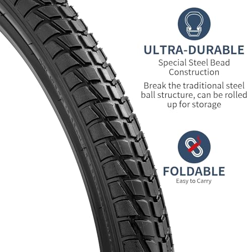 YUNSCM 2-PCS 26″ Bike Tires 26 x 1.95 (53-559) Compatible