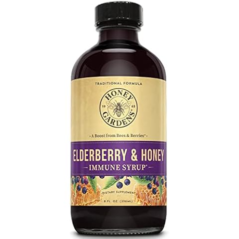 Honey Gardens Elderberry Syrup with Apitherapy Raw Honey, Propolis & Elderberries | Traditional Immune Formula w/Echinacea | 8 fl. oz. Cover