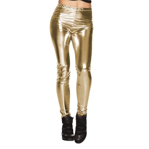 Boland - Metallic Leggings für Karneval, Festival, Mottoparty oder Alltag, glänzende Stretch Hose für Faschingskostüme, 80er Jahre
