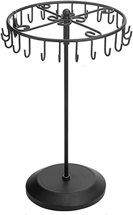 Magic Feier Necklace Holder Rotating Jewelry Stand Necklace Organizer Jewelry Display for Necklaces Bracelet Earrings Ring Keychian with 23 Hooks (Black)