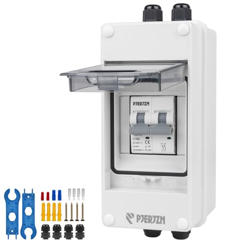 PJERJZN DC Trennschalter PV Trennschalter 1000VDC Anlage Leitungsschutzschalter Sicherungsautomat Miniatur-Leistungsschalter mit wasserdichtem Gehäuse für Solaranlagen Haushalte Batteriespeicher (16A)