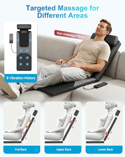 COMFIER Massagematte für den ganzen Körper, Wärmefunktion, Shiatsu-Rückenmassage, tiefenwirksame Knetmassage und Vibration, geeignet für Stuhl, Sofa und Bett, Geschenk für Mama und Papa