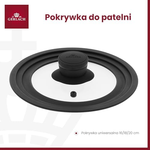 Gerlach Smart Pokrywka do garnka Pokrywka uniwersalna 16 cm 18 cm 20 cm Pokrywka szklana Pokrywka do patelni