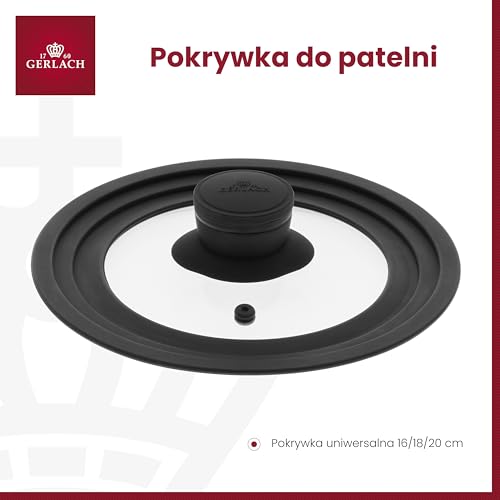 Gerlach Smart Uniwersalna Pokrywka do Garnka i Patelni 16 cm 18 cm 20 cm Szklana