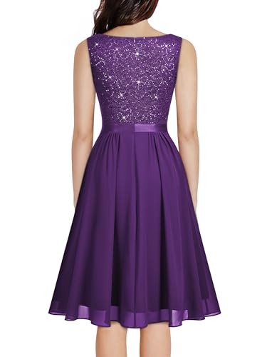 Image of MISSMAY Women's Vintage V-Neck Sequin Formal Party A-Line Dress