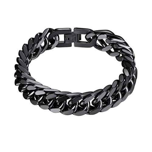 Prosteel Black Franco Chain Bracelet Bangle Gift Punk Biker Women Men Jewelry Stainless Steel Cuban Curb Statement Chunky Bracelets