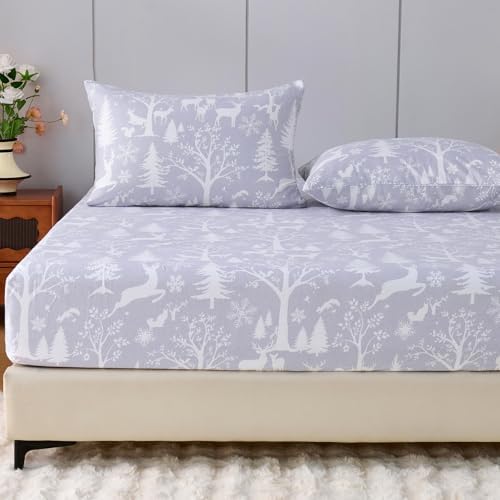 100% Cotton Flannel Fitted Sheet Only, Ultra Soft Cozy Warm Fitted Bottom Sheet for All Season, 16