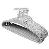 SOULNAMAN Plastic Hangers,20 Pack Rubber Coated Hanger, Clothes Hanger with Non-Slip Grip,17'' Length Standard Coat Hangers, Coat, Pants,Wide Shoulder Pants Hanger,Grey