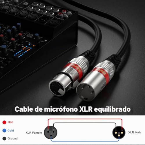 Cable XLR 3m para estudio y directos con diseño multicolor libre de ruidos 3