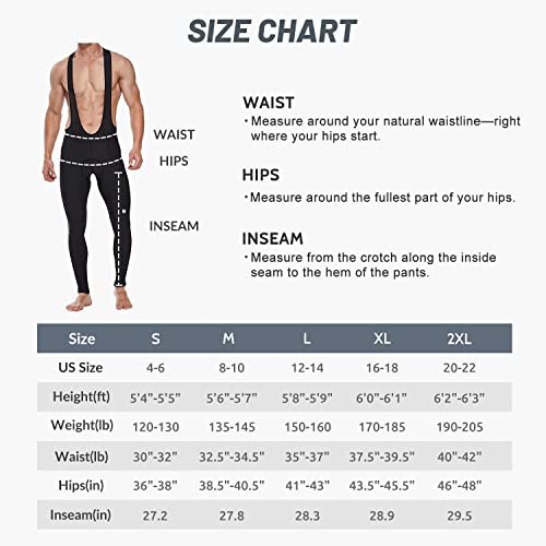 image for FitsT4 Sports FitsT4 Men's Thermal Cycling Bib Tights 3D Padded Long B