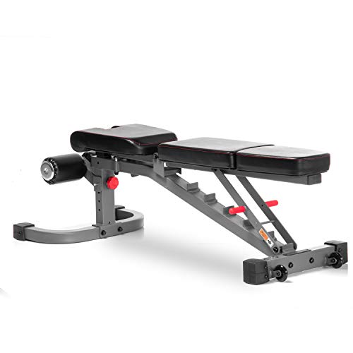 XMark Commercial Flat Incline Decline Weight Bench, 1500 lb Capacity, 7 Back Pad Adjustments From Decline To Military Press, Ergonomic 3 Position Adjustable Seat, and Built In Transport Wheels