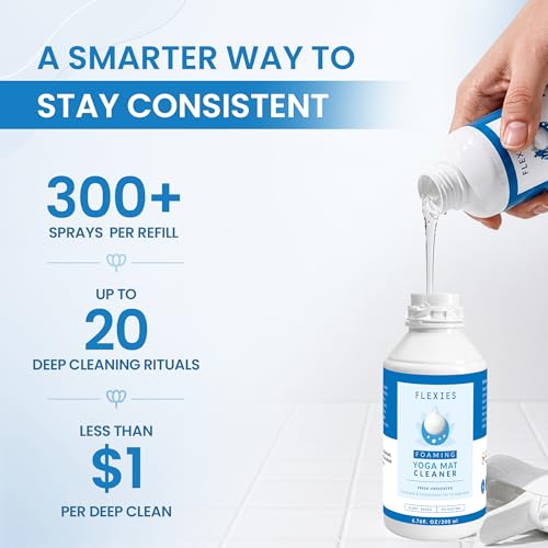 Image of Flexies Foaming Yoga Mat Cleaner Refill Pack | Plant-Based Foaming Spray | Deep Cleans Yoga and Pilates Mats, 6.76 fl oz, Fragrance-Free