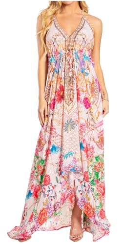 Image of Sakkas Lizi 2025 Womens Maxi High-Low Halter Handkerchief Long Dress Beach Party